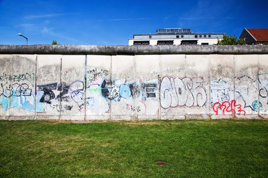 Berlin Wall Memorial with graffiti. The Gedenkstatte Berliner Mauer 