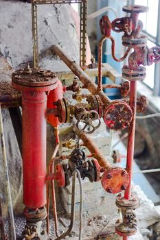 in factory abandon on production of cement, close ups