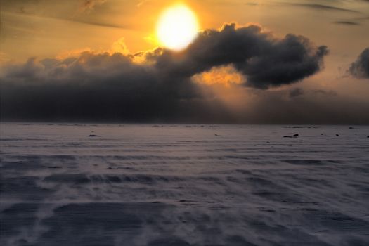 prompt weather changing in the winter on the sea