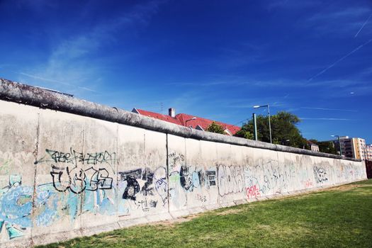 Berlin Wall Memorial with graffiti.