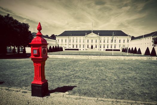 Schloss Bellevue, the Presidential palace in Berlin, Germany. Retro version