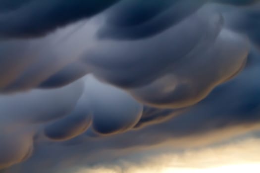 The mamma type of clouds: woman bosom's form. Arctic Kara Sea