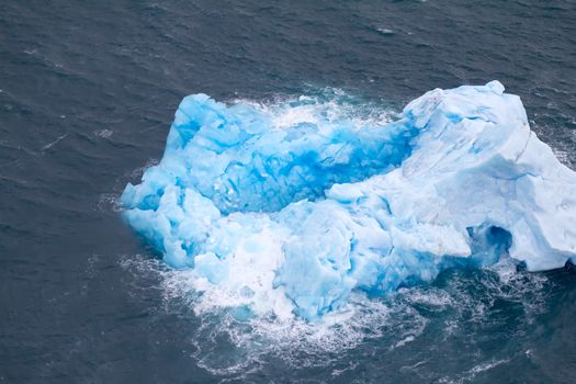 Blue iceberg. Top view. Arctic Kara Sea