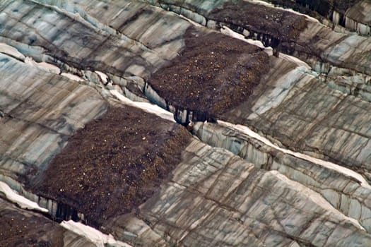 Close up of ground and gravel abrasion on glacier. Kara Sea. Northern Isl Novaya Zemlya