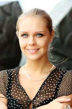 Beautiful young girl smiling. Outdoor portrait