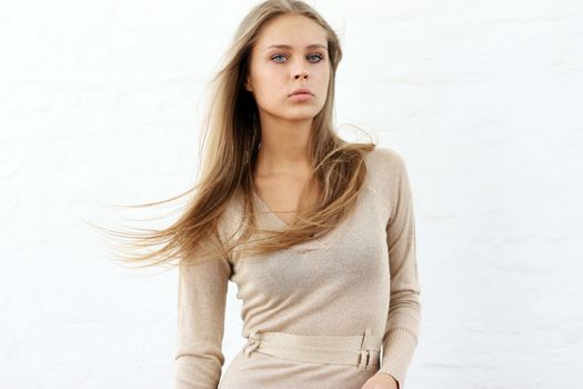 Portrait of young beautiful blond woman