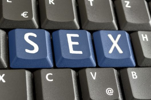 Word sex spelled on computer keyboard.