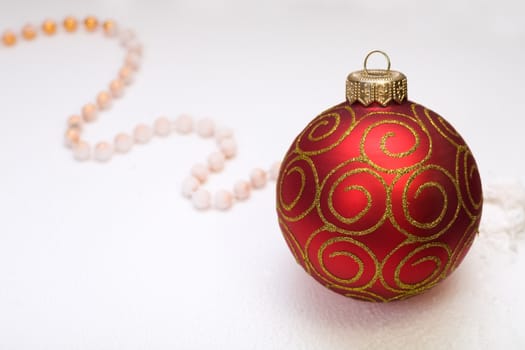 red christmas ball on white background 
