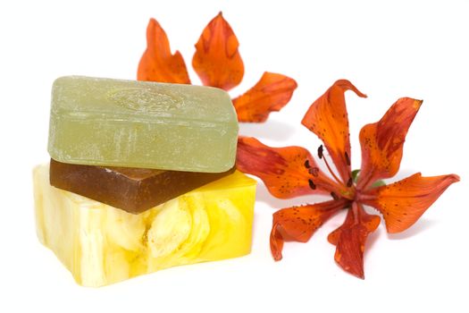 soap with natural ingredients and flowers of lily