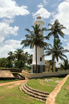 Beautiful white lighthouse   fort Galle, Sri Lanka 