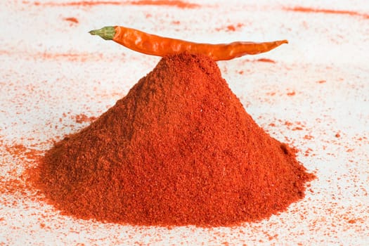 A pile of chilli spice with chili red dry pod