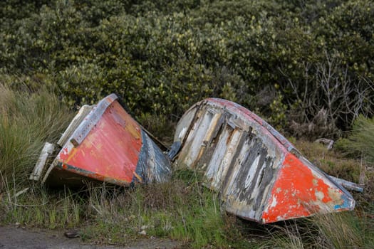 old abandoned kayaks