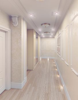  modern interior of home corridor. 3D rendering
