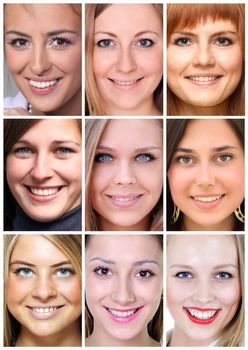 Collage beautiful young women