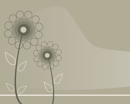 Delicate garden in abstract style made in 2d software