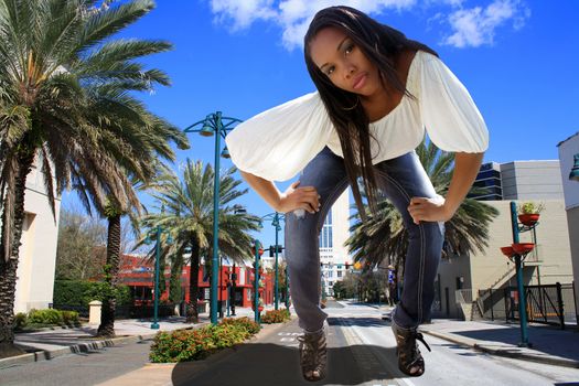 A lovely giant Haitian beauty on Magnolia Avenue in Downtown Orlando, Florida.