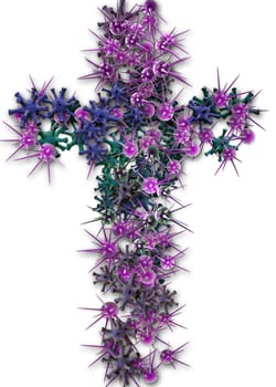 floral cross made from 3d shape in 3d software