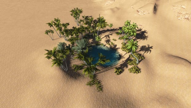 Oasis in the desert made in 3d software