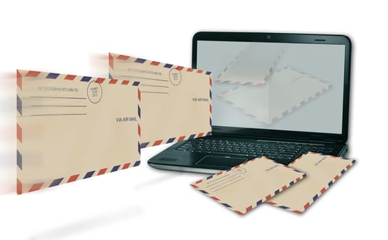 computer receive incoming mail made in 3d software