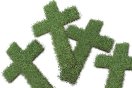 crosses made from grass made in 3d software