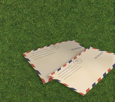 Letters air mail i on grass  made in 3d software