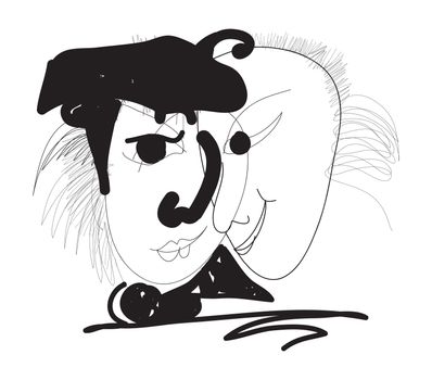 drawing of two head  of man end girl made 2d software