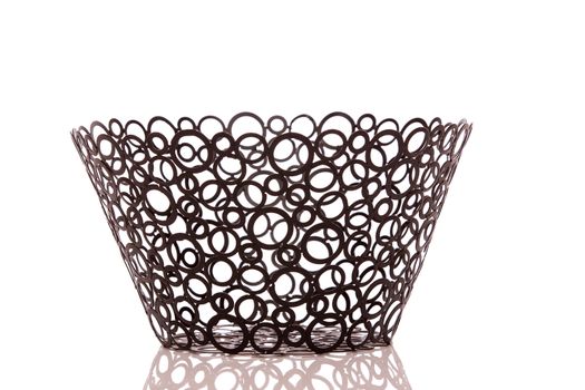 Black steel basket isolated on white background