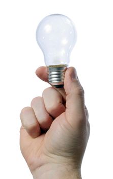 man holding light bulb in his hand - creativity concept