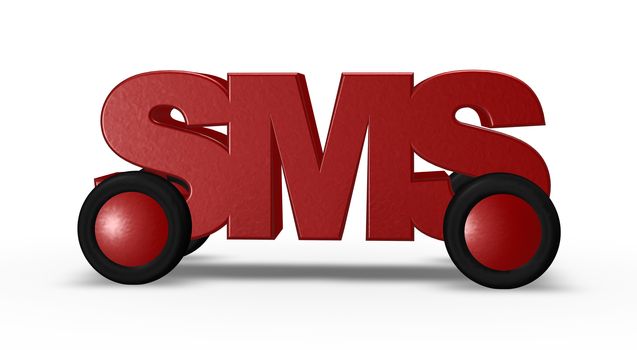 sms-tag on wheels - 3d illustration