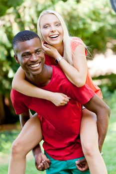 young couple in love summertime fun happiness romance outdoor colorful