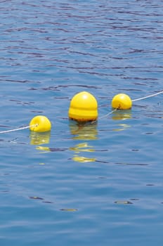 Some Yellow Floaters over the Blue of the Atlantic Ocean