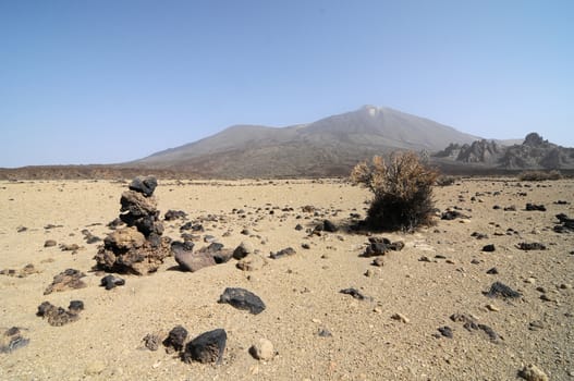 Sand and Rocks Desert on Teide Volcano, in Canary Islands, Spain