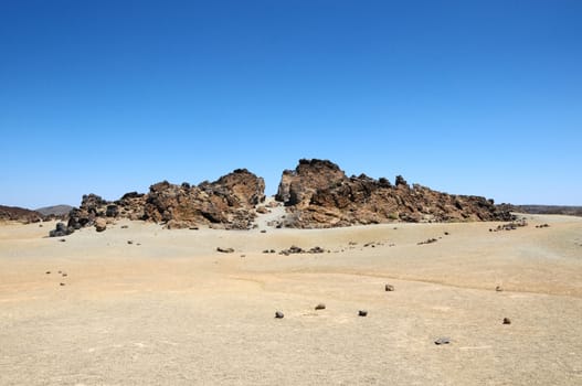 Sand and Rocks Desert on Teide Volcano, in Canary Islands, Spain