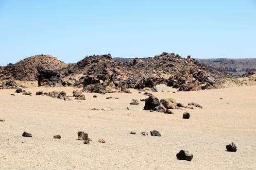 Sand and Rocks Desert on Teide Volcano, in Canary Islands, Spain