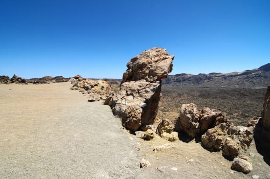 Sand and Rocks Desert on Teide Volcano, in Canary Islands, Spain