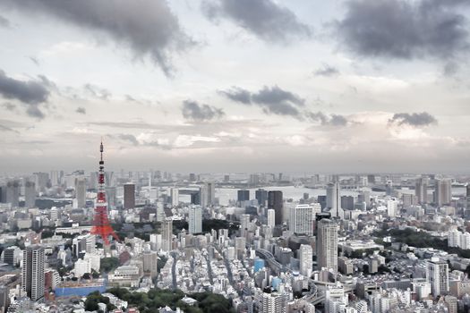 View from Roppongi Hills over Tokyo city at sunset