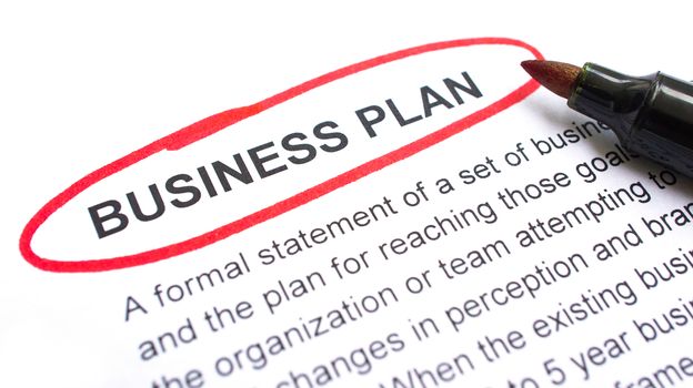 Business Plan explanation with heading circled in red.