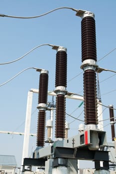 part of high-voltage substation with disconnectors