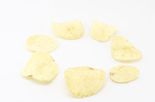 snack potato chips isolated on white background