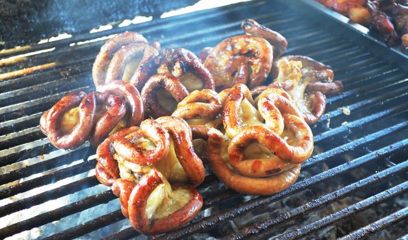 The Grilled Porky Intestine ready to serve at restaurant.