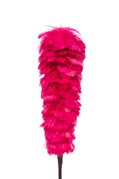 Pink soft duster isolated on white background