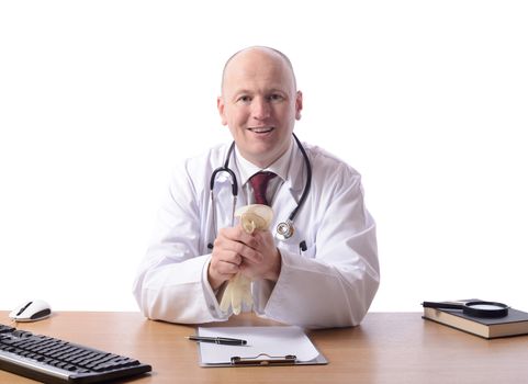 Doctor as desk isolated on white