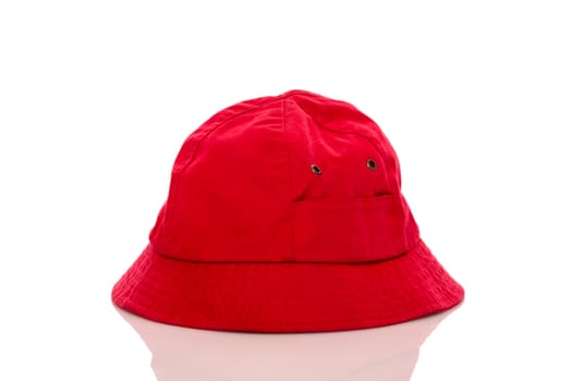 Red fisherman hat isolated on white background