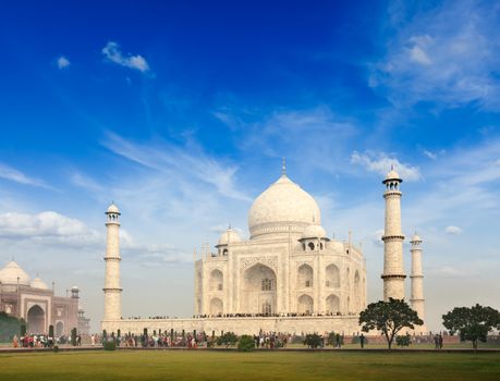 Taj Mahal. Indian Symbol - India travel background. Agra, India