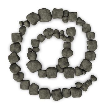 stone pebbles email symbol on white background- 3d illustration