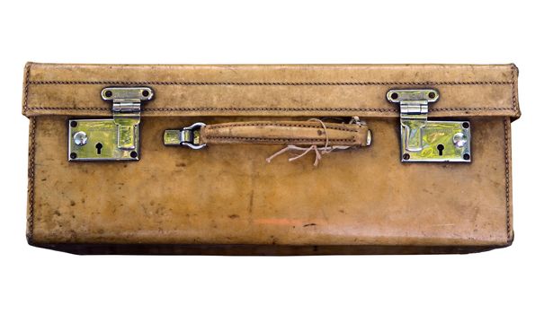 A Vintage Suitcase On A White Background