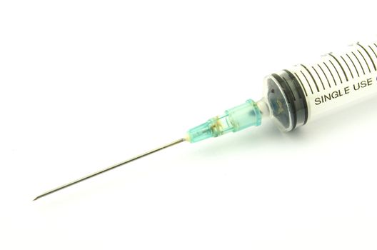 Syringe use in hospital isolated on white background