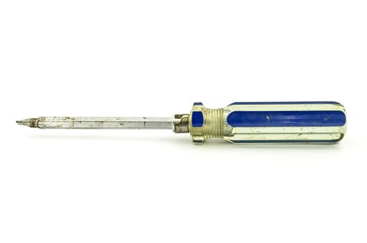 rust blue Screwdriver isolated on white background