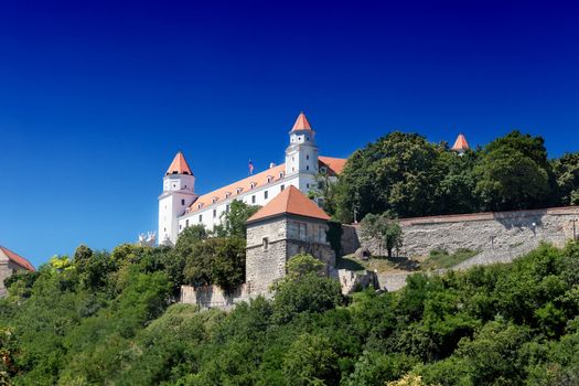 Medieval castle on the hill against the sky, Bratislava, Slovakia