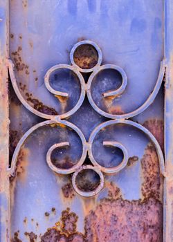 very old rust door blue color background texture